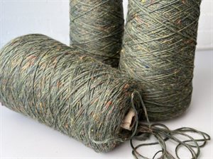 Tyk uspundet uld - 100% uld i skovgrøn / multi, ca. 700 gram